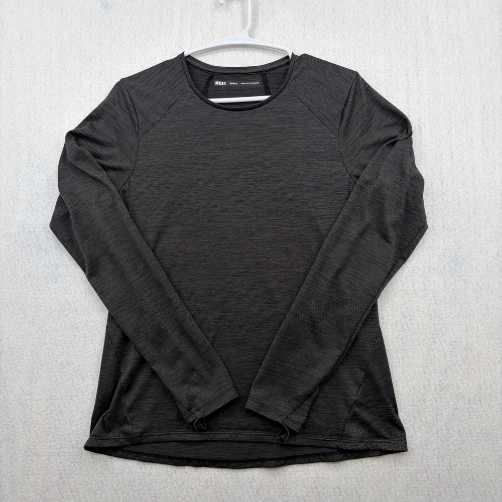 REI Co-op Mens Medium Long Sleeve Performance Shirt Gray Heather Thumb Loops